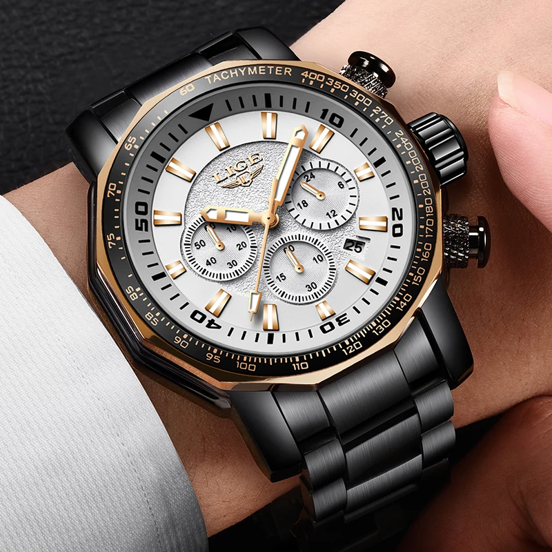 

Relogio Masculino Men Watch LIGE Top Brand Luxury Fashion Quartz Clock Men's Business Waterproof Big Dial Military Sport Watches