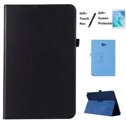 Tablet Case для Samsung Galaxy Tab 6 A6 10,1 P580 P585 S-ручка версия планшет из искусственной кожи тонкий 2 складной стиль Litchi случаях