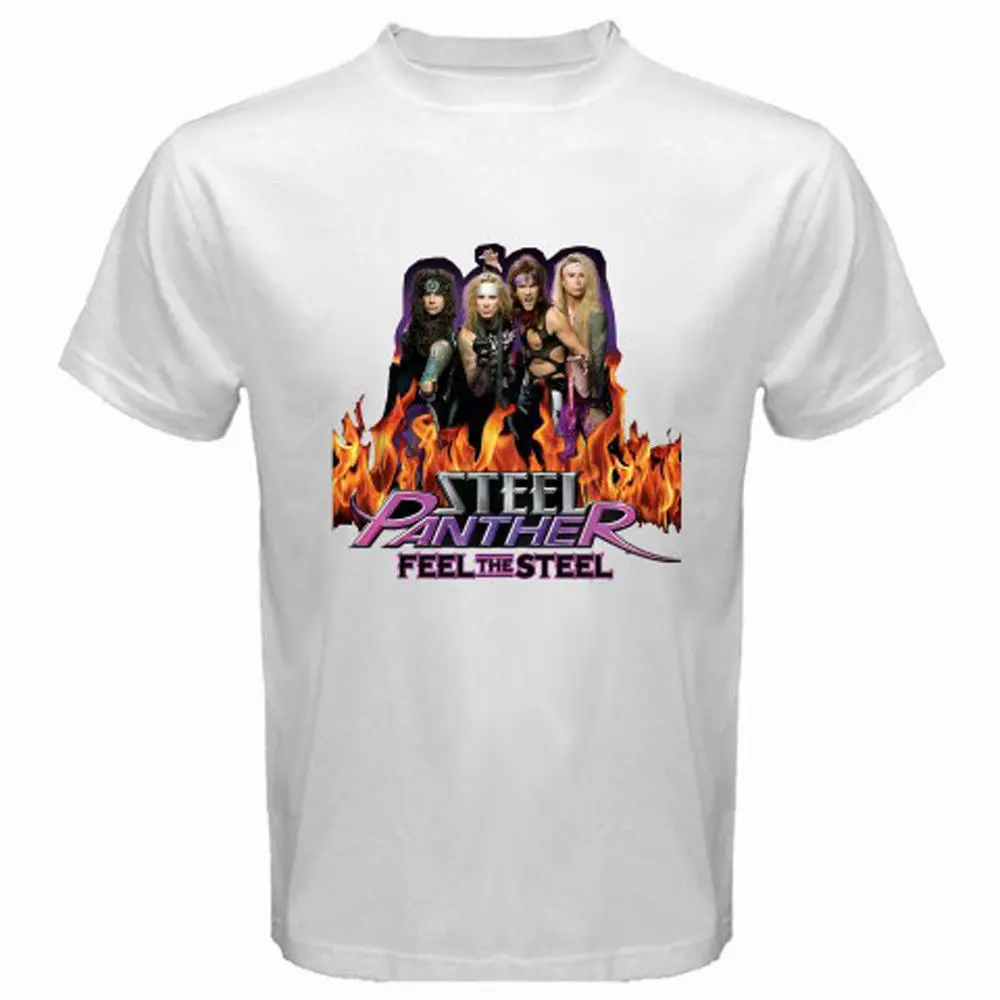 Новый сталь пантера * ощущения стали Rock Band металл для мужчин белая футболка