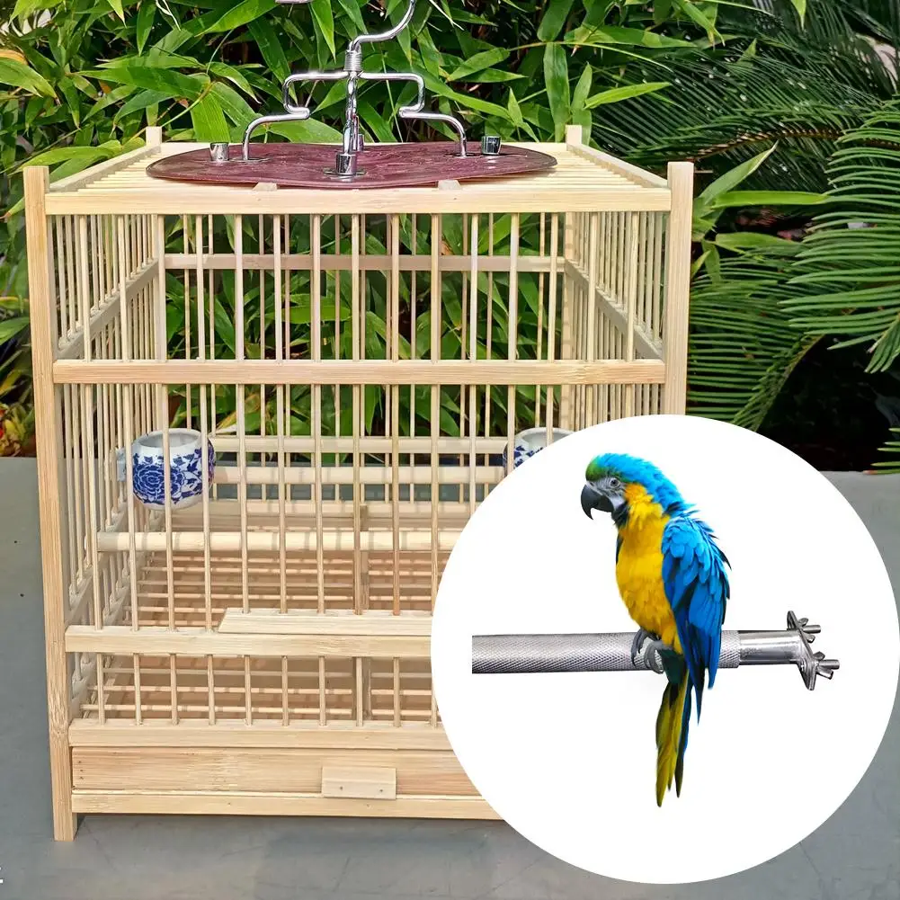 Stainless Steel Pet Bird Stand Parrot Standing Rod Birdcage Stand Stick Perch Paw Grinding Bite Toys Bird Cage Accessaries 28CM