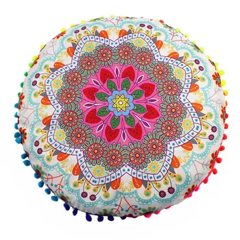 

Gajjar 2019 New 43*43CM Indian Mandala Floor Pillows Round Boho Cushion Pillows Cover Case Cushions Textile Pillowcase dropship