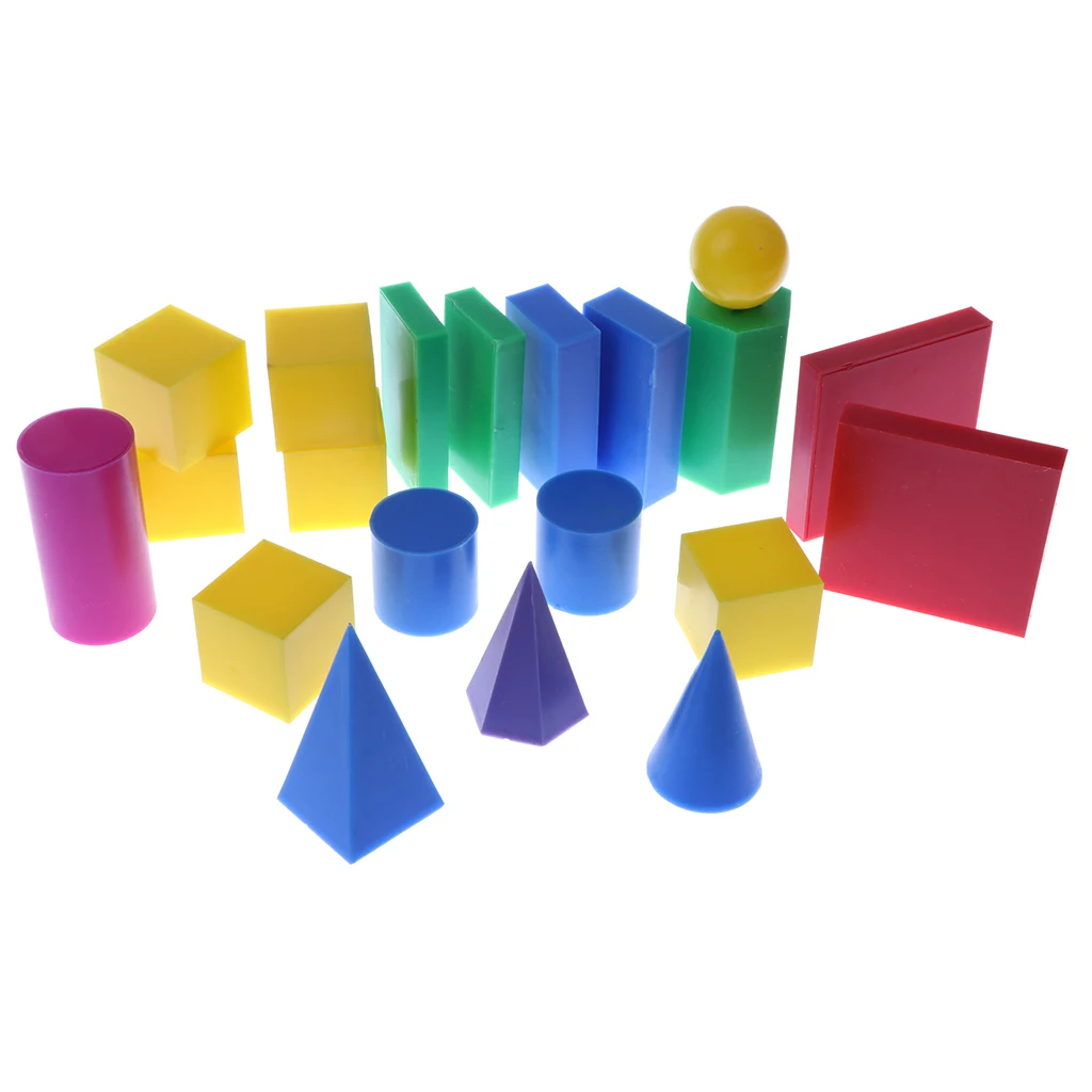 Plastic Geometric Solids 3D geometry Block Manipulatives Mathematics Math Toys 20pcs