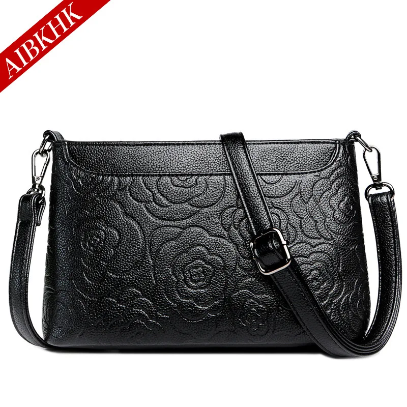Aibkhk Модные женские кожаные сумки с цветочным принтом для мамы с ручкой сверху женщины сумка кожа коровы женщины сумка