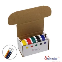 Kit de fils électriques en cuivre étamé UL 1007 22AWG, 40 m/boîte, PCB, 5 couleurs mélangées, pour bricolage