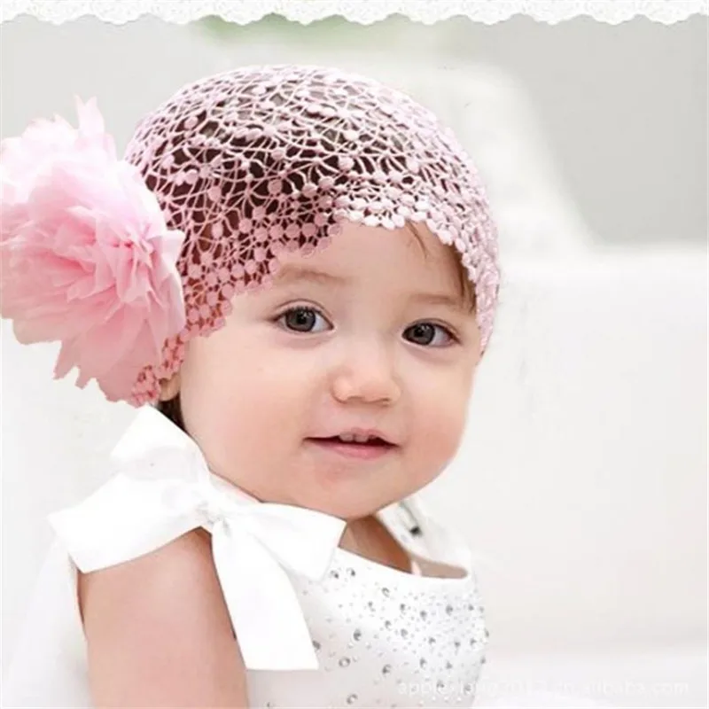 

2016 Hot design Infant Baby Girl Princess Headband Flower Toddlers Hair Band Crochet Pink turban faixa de cabelo #