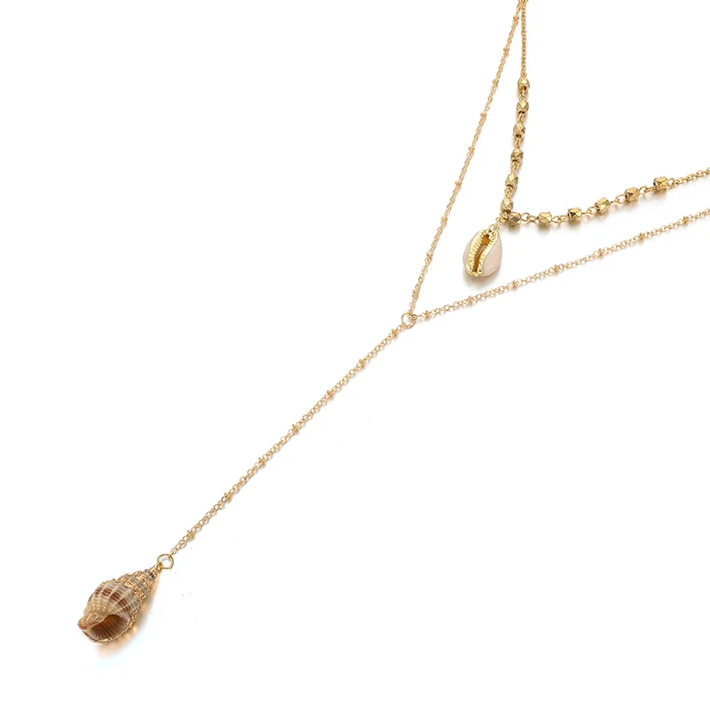 HuaTang модное золотое ожерелье с подвеской в виде раковины для женщин, многослойное колье-ошейник, богемное ювелирное изделие C19410