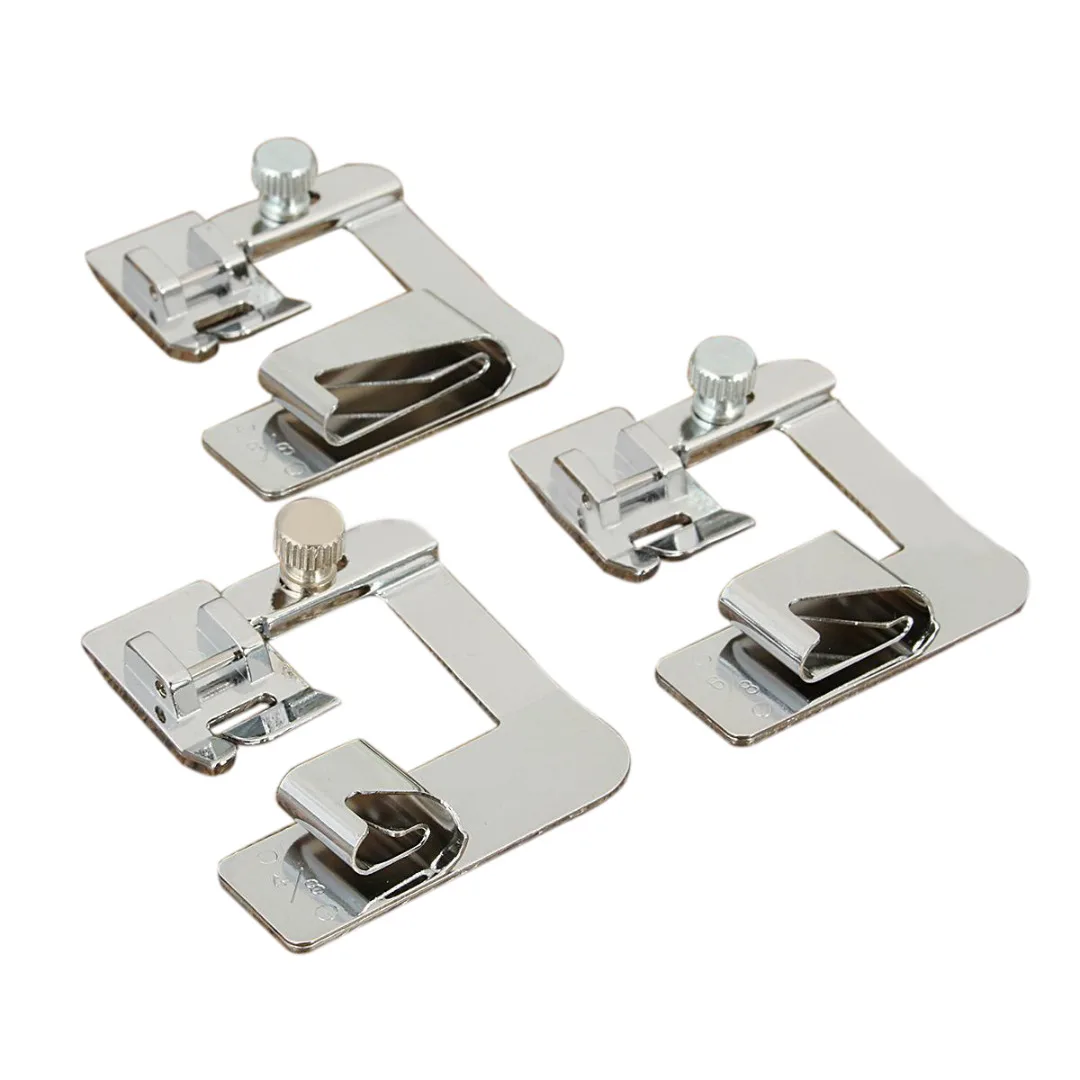 3pcs/set Rolled Hem Foot 1/2" 3/4" 1" Sewing Machine Hemmer Foot For