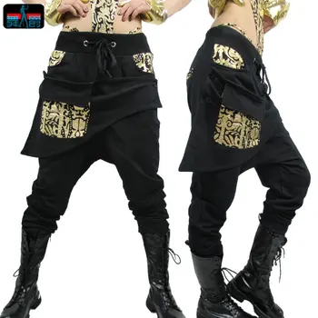 

Adult Kids Women sweatpants costume wear big crotch bronze pencil pants Mandarin Trousers Gold Silver Hip hop harem dance Pants