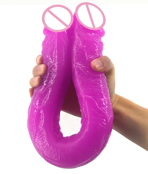 FAAK 18.1 inch long dildo double glans penis realistic dick sex toys for women lesbian Vagina & Anal Double Stimulation sex shop 3