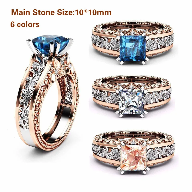 

Boho Luxury Female White Bridal Wedding Ring Set Fashion Silver Filled Jewelry Stone Engagement Rings for Women 2019