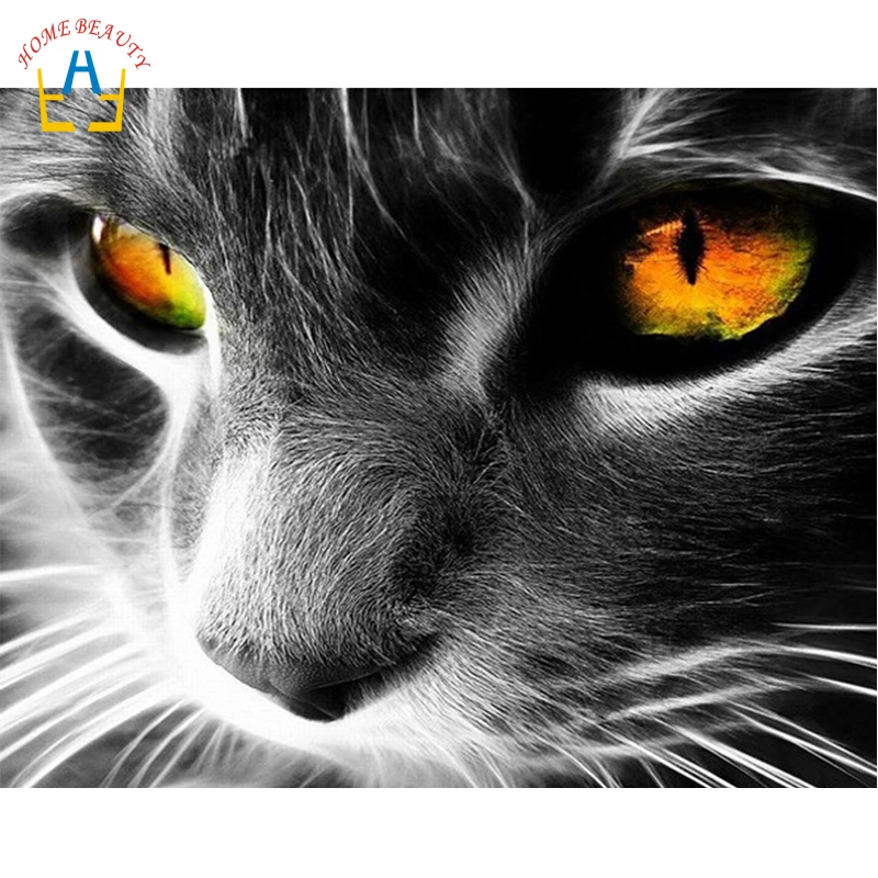 

HOME BEAUTY Coloring By Numbers on Canvas Wall Art Paintings In The Living Room Home Decor Cat DIY Digital Painting Animal E976