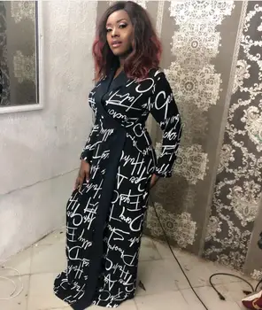 

women Spring autumn african long sleeve Cardigan dress long Print Dashiki traditional clothing black clothing