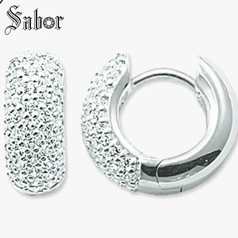 

Creole Hinged Hoop Earrings Modern Zirconia Jewelry White Zircon Pave Round 925 Sterling Silver Gift For Women 2019 New thomas