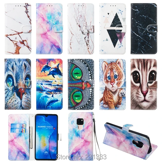 

Marble Cartoon Wallet Leather Pouch Case For Huawei MATE 20 LITE P20 PRO P30 Y6 2019 Y7 Nova 4 3i Honor 10 Lite Stand Cover 1PCS