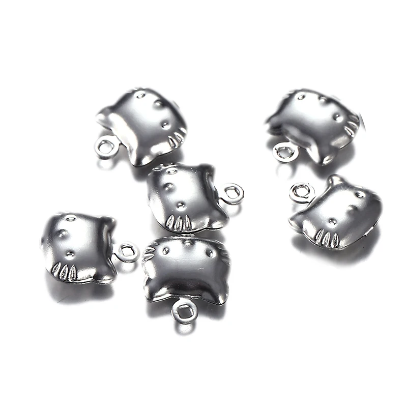 

20Pcs/Lot 10x11mm Wholesale Stainless Steel Cute Cat Kitty Pendant Charms for Handmade DIY Jewelry Making Accessories Findings