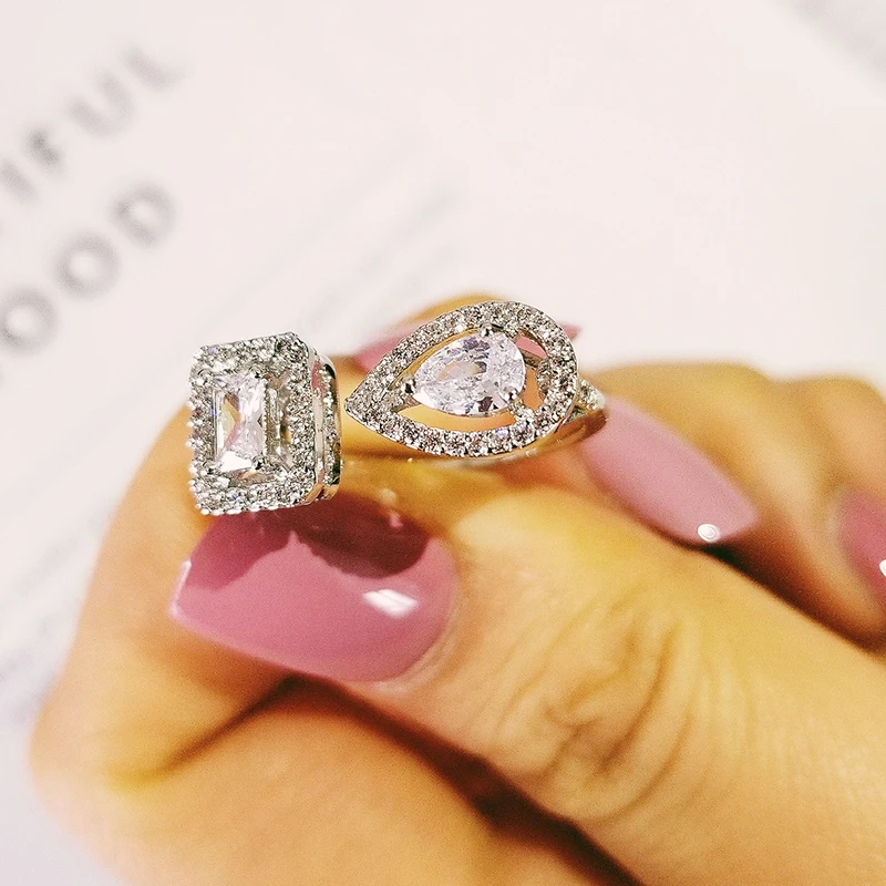 Новое модное розовое золото серебро Цвет Груша принцесса модное кольцо для влюбленных девушек любовь вечерние ювелирные изделия оптом R5098