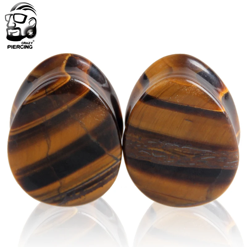 5 мм-25 мм Tiger Eye Ear Plug модные натуральные Teardrop расширители для ушей расширитель для пирсинга ювелирные изделия тела органические тоннели для мочки уха