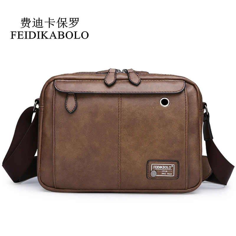 

FEIDIKABOLO Man Messenger Bag Double Zipper Men Pu Leather Shoulder Bags Business Crossbody Casual Bag for Men Leather Bags New