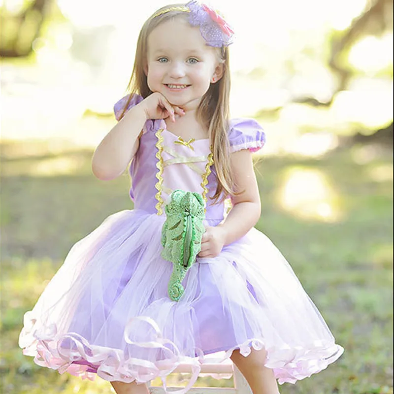 Baby Girls Party Princess Cosplay Dresses New Kids Rapunzel Tutu Dress