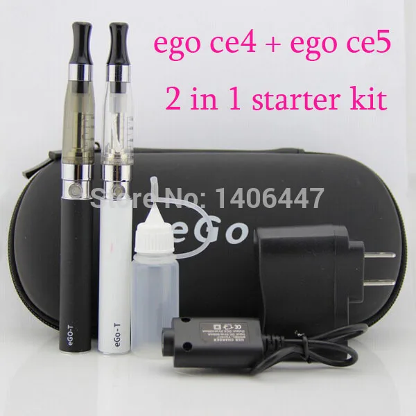 Эго ce4 и ce5 двойной комплект электронных сигарет 2 в 1 эго ce4 ce5 эго starter kit в одном молнии случае эго электронная сигарета - изображение