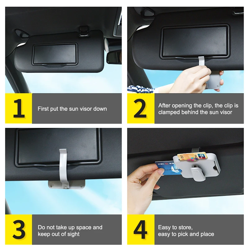 1x Car Organizer Card Holder Sun Visor Clip Sunglasses Holder For Toyota Corolla RAV4 Camry Prado Hilux Prius Land Cruiser