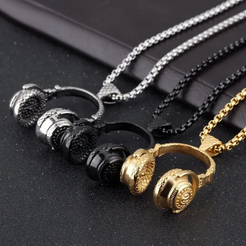 

Fabulous Mens Hip Hop Punk Style Necklace Choker Microphone Earphone Pendant Necklaces Torque Jewelry Accessories Choker Trinket