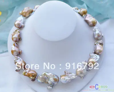 

free shipping >>>>>P3698 19" 34mm LAVENDER BAROQUE KESHI REBORN PEARL NECKLACE