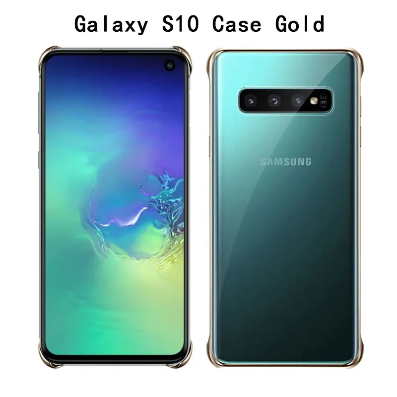 Для samsung Galaxy S10 Plus S10e чехол прозрачный задняя крышка Жесткий ПК Противоударный 360 милый роскошный полный защитный чехол - Цвет: S10-glod