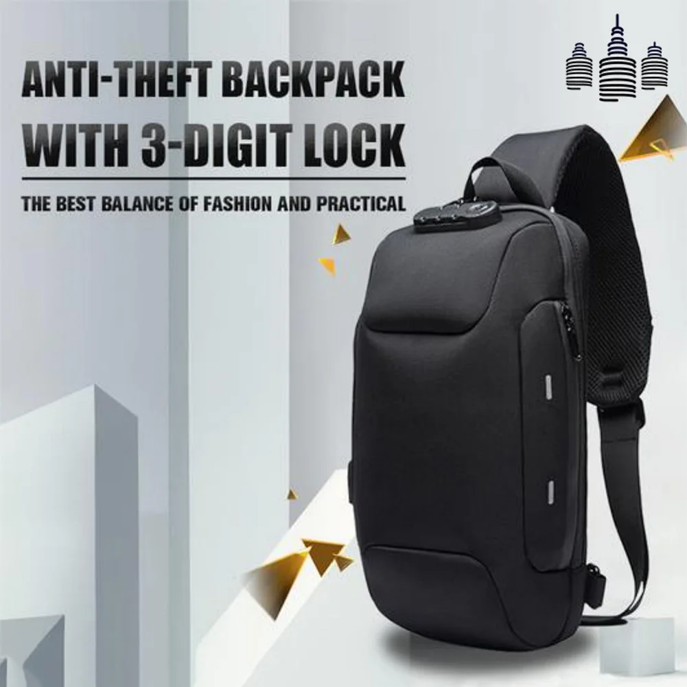 Baratos Mochila antirrobo con 3 dígitos de bloqueo bolsa de hombro resistente al agua para el viaje del teléfono móvil LXX9