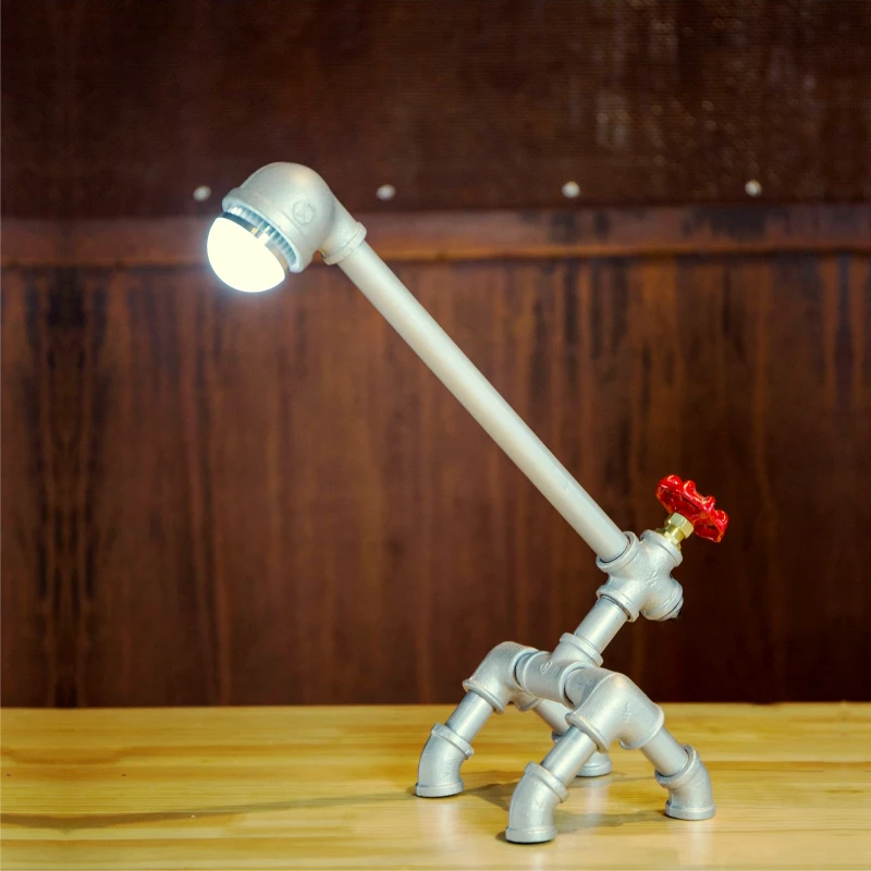 

Retro Metal desk lamp Light Novely Style Antique Iron Industrial Water Pipe Tube Desk Lamp Light Led Lamp FJ-DT1S-004A0