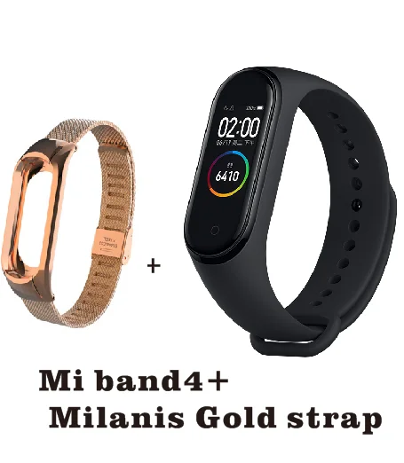 Add Milanis strap Новейший Xiaomi mi-браслет 4 смарт-браслет mi Band 4 фитнес-браслет 135 мАч цветной экран Bluetooth 5,0 - Цвет: Add Milanis strap