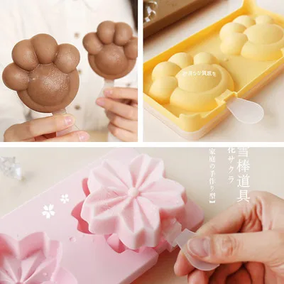 

Cartoon DIY Ice Cream Mold Popsicle Molds Popsicle Maker Holder Frozen Ice Mould with Popsicle Sticks Kitchen Tools