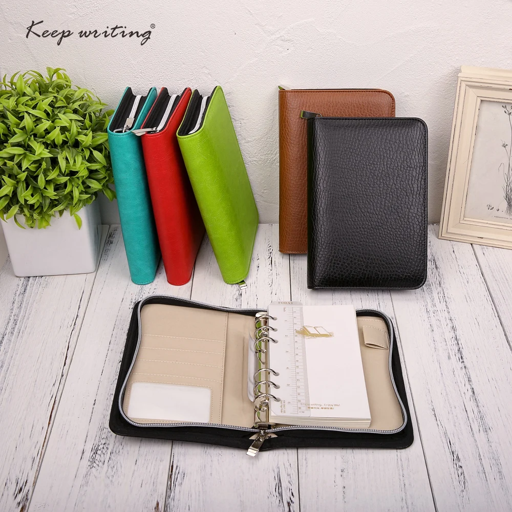 A6 Business Notebook Zipper Bag BOOK PU Leather Notepad Organizer