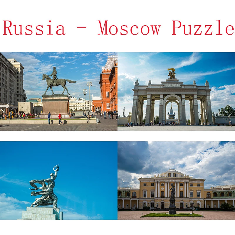 

DDWE 1000 Pieces Russia - Moscow Red Square Wooden Jigsaw Puzzles Educational Adult Famous Buildings Decorative Kids Toys Gifts