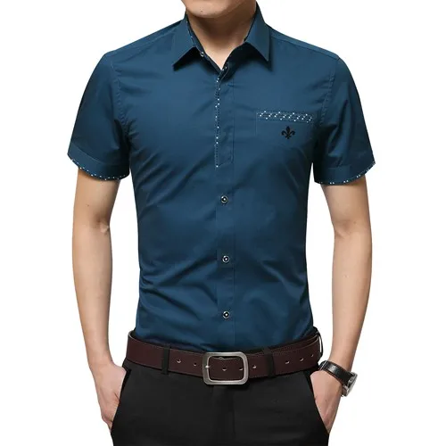 Dudalina размера плюс, летняя брендовая рубашка, мужская рубашка с рукавом, рубашка с отложным воротником и фальшивым карманом, дизайнерская рубашка, импортная одежда - Цвет: 2303green