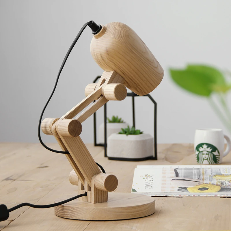 Newest Design Wood Table lamps Desk light Living Room Bedroom Decor 110-240V solid wood table lighting (4)