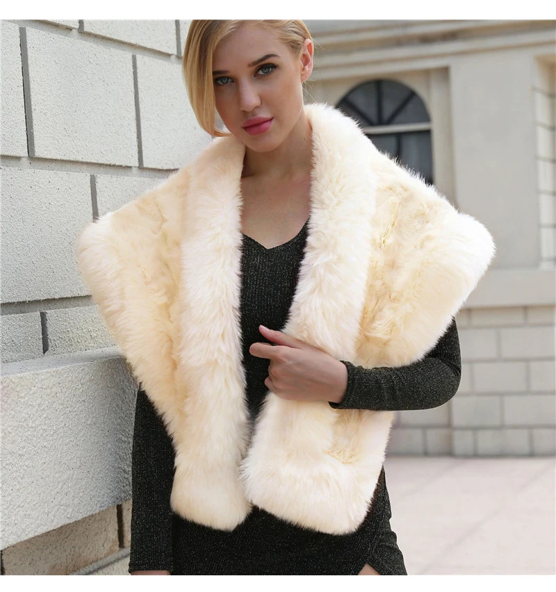 2018 fashion Europe and America party fox fur grass shawl atmosphere elegant noble imitation fur plush shawl (5)