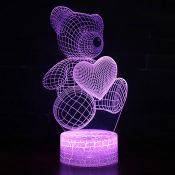 

Novelty Table Lamp 3D Bear Night Lights LED USB 7 Colors Sensor 3D Lamp