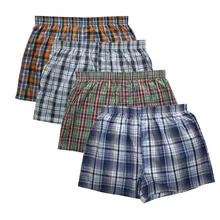 Boxers à carreaux pour hommes, lot de 4 pièces, nouveau modèle de marque, caleçons en coton classique écossais, style décontracté, haute qualité
