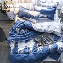 Liv-Esthete 2019 Hot Sale Art Blue Bedding Set Duvet Cover Single Double Queen King Bed Linen Flat Sheet Pillowcase For Adult