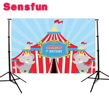 

Vinyl Backgrounds Circus Cartoon Elephant Newborn Backdrop Baby Shower Birthday Party Custom Photo Studio Backdrops