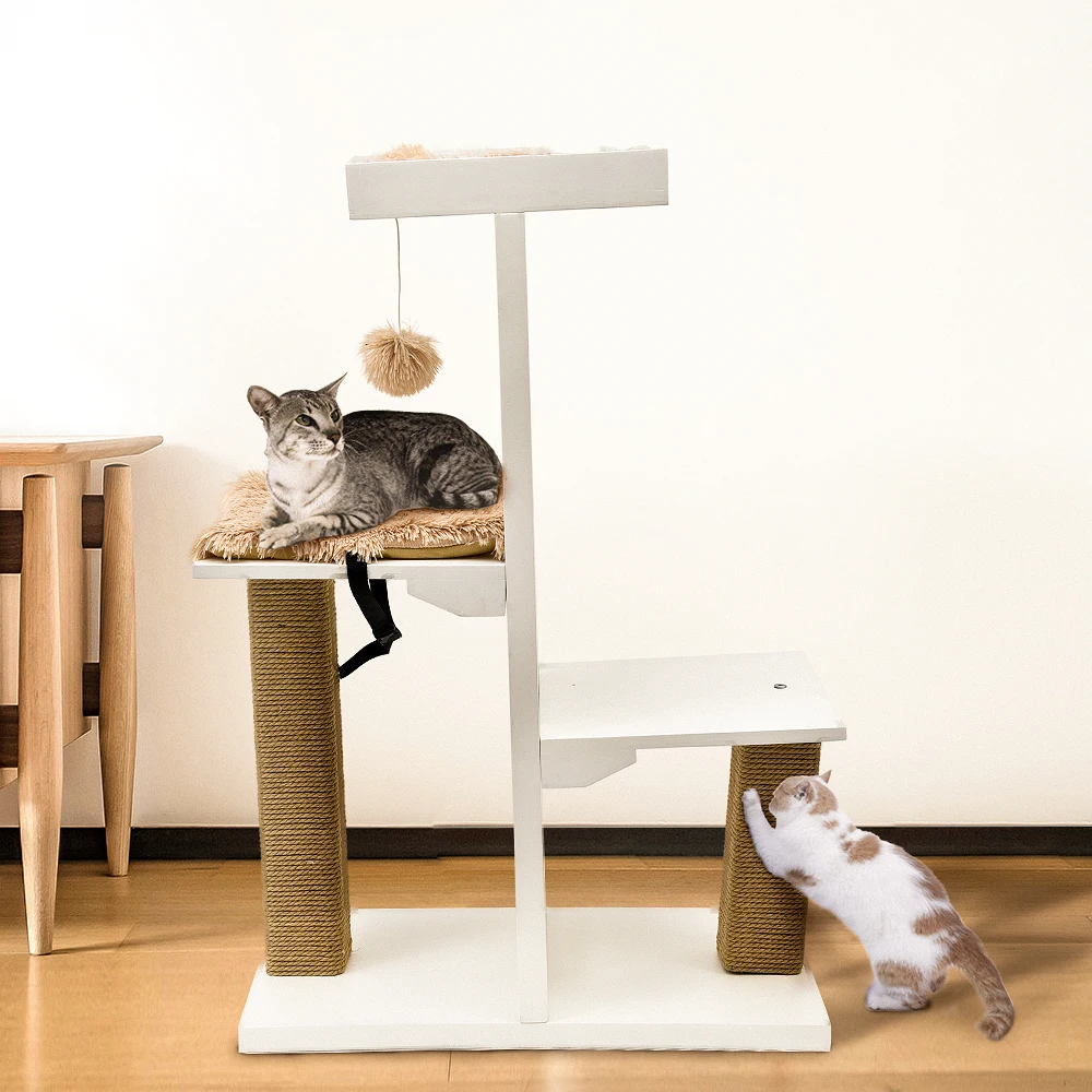 Fashion Desgin H93cm Cat Toy Climbing Solid Furniture Kitten Playing with Ball Fun Cat Scratching Solid Wood for Cat House Frame