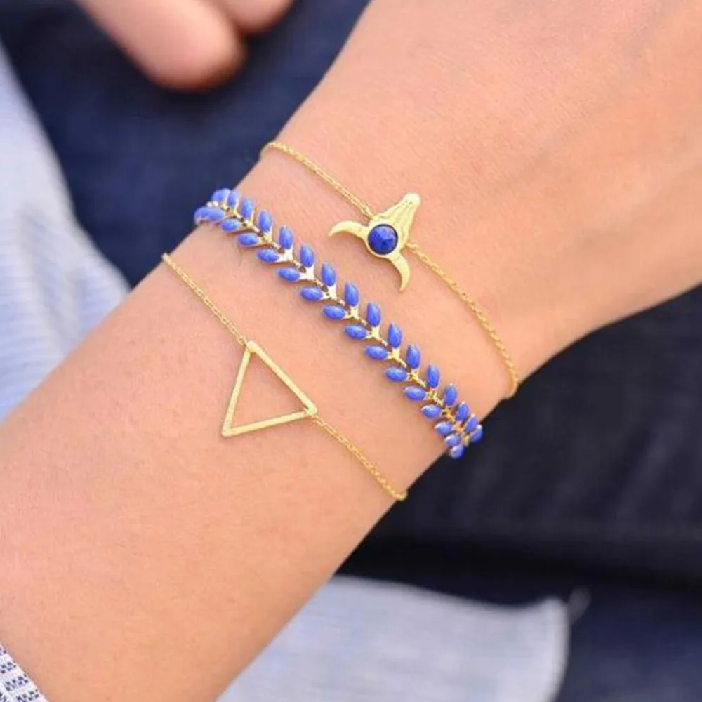 

Women Bangle Bracelet 3 PcRetro Female Pendant Small Black Rope Alloy Bracelet Set Exquisite Party Clothing Jewelry Wholesale #W