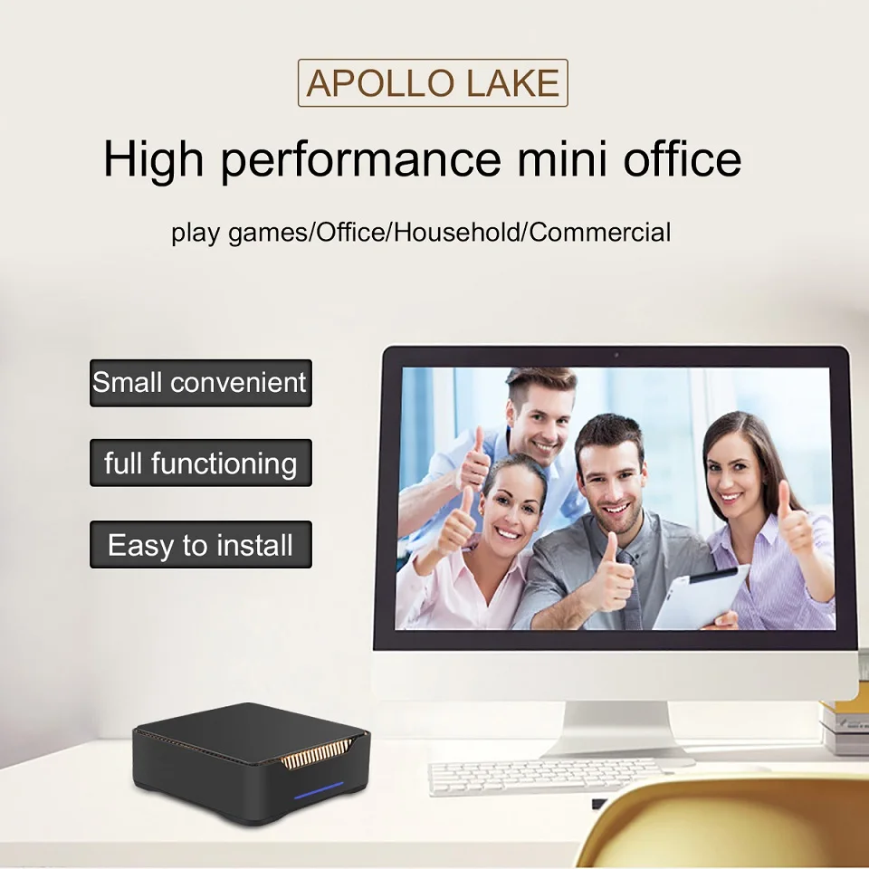 AK3V Mini PC Win10 Intel Apollo Lake Celeron J3455 4 GB 32 GB 6 ГБ, 64 ГБ и 2,4 ГБ/5 Гб двойной WI-FI 1000 M LAN BT HDMI VGA HD WIN 10 LINUX