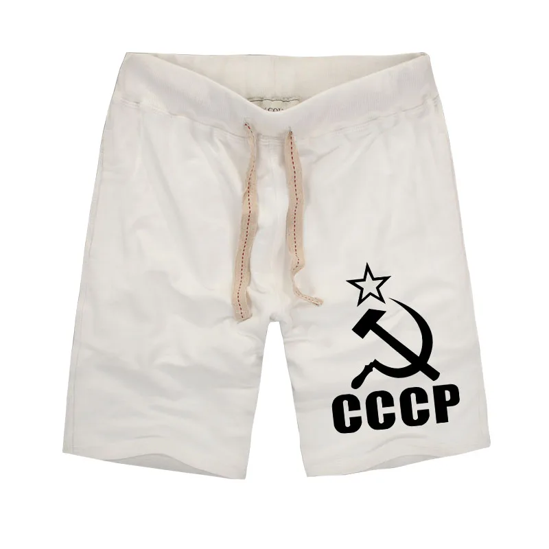 Россия CCCP символ шорты для мужчин звезда и серп с карманом хлопок Мужская брендовая одежда Повседневная Уличная одежда размера плюс - Цвет: black