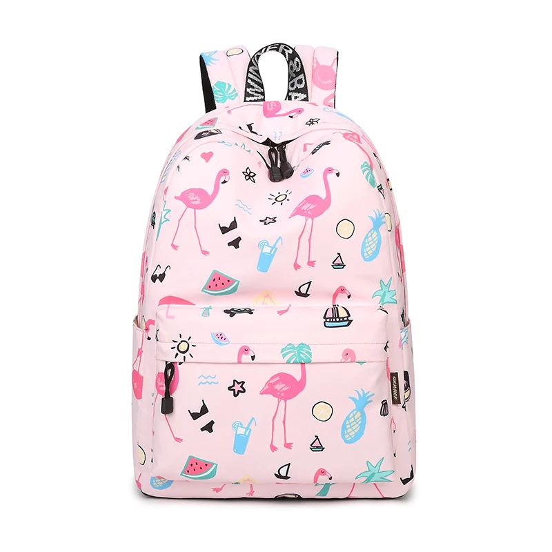 Waterproof Fashion Red Flamingo Print School Backpack with 15.6 Laptop Pouch Cute Bookbag for Teen Girls Women daily Backpack