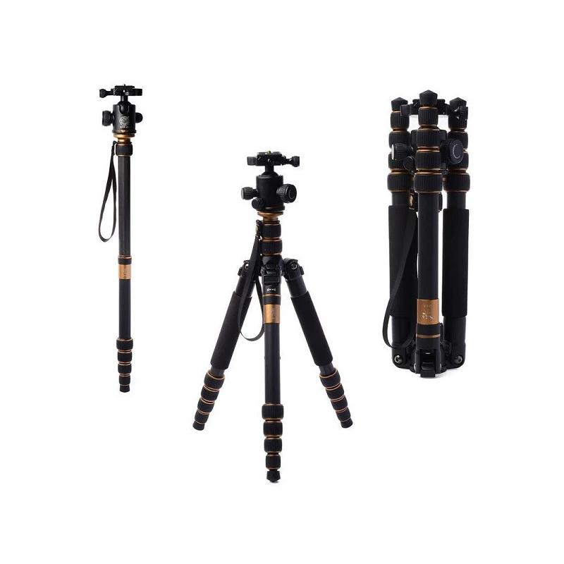 

QZSD Pro Q666C Carbon Fiber Tripod Monopod Flexible Camera Tripe Stand/Holder For Dslr Canon Nikon Camera Accessaries load 15kg