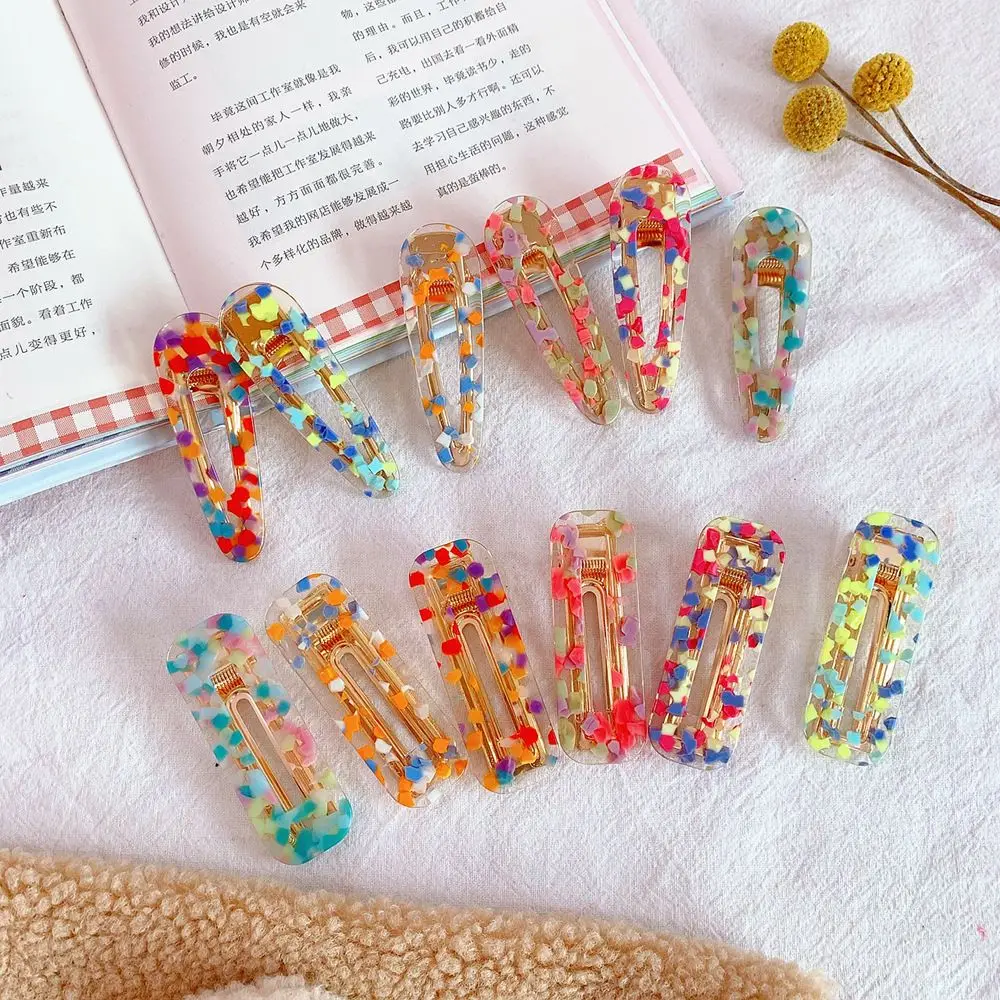 

1pcs Women Colorful Acrylic Hollow Waterdrop Rectangle Hair Clips Girls Acetate Hairpins Barrettes Hair Accessories Jewelry