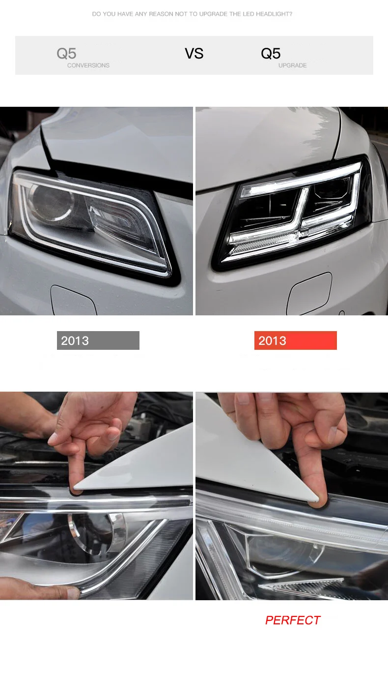 Автомобиль голове стиль лампы для Audi Q5 2009-2018 фары светодио дный чехол для Audi Q5 фар DRL Объектив Двойной Луч Биксеноновая