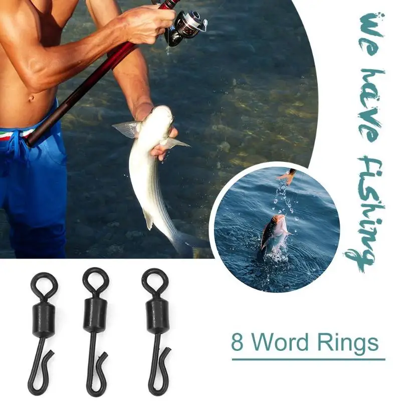 

Swivel Snap Solid Rings 8 Word Fishing Connector Steel Ball Bearing Hooks Outdoor Fishing Tool Equipment Fish Hook
